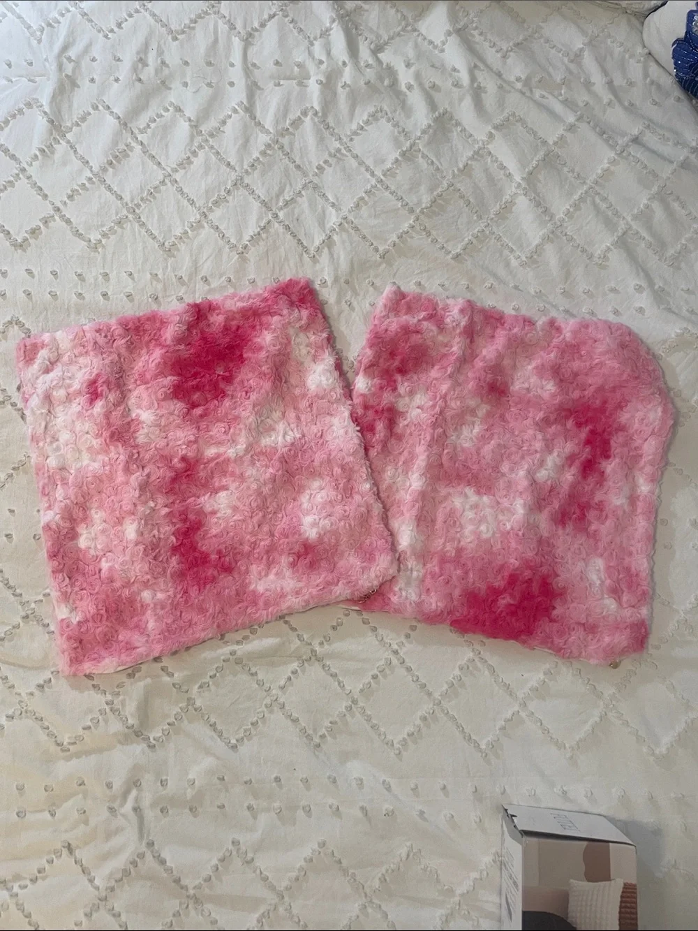 Pink Tie-Dye Faux Fur Accent Pillow Covers - Set of 2 nwt